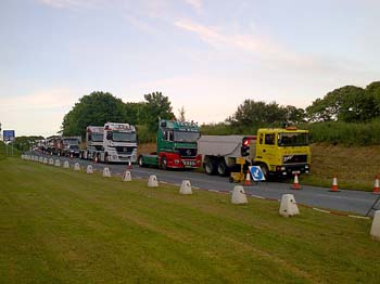 Lorries outside Milford Haven refinery